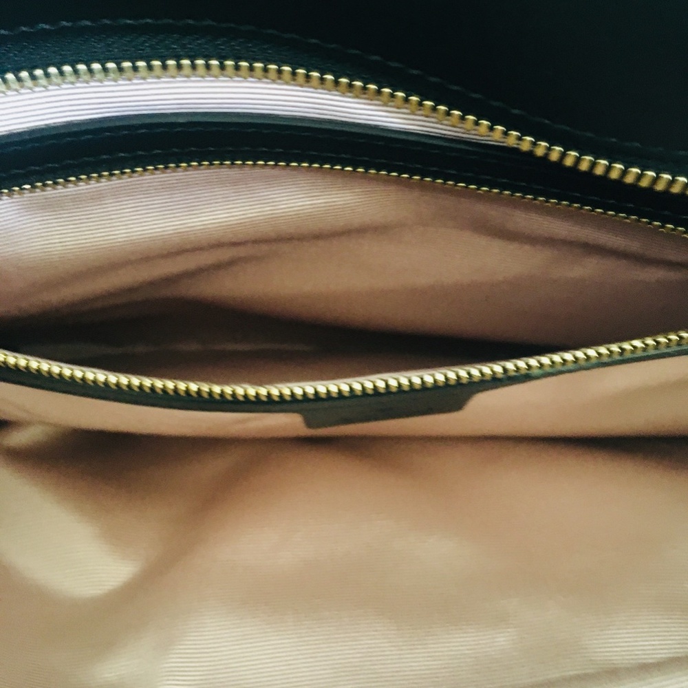 New Authentic Gucci Large GG Leather Top Handle Bag Black Gold - Picture 12 of 15